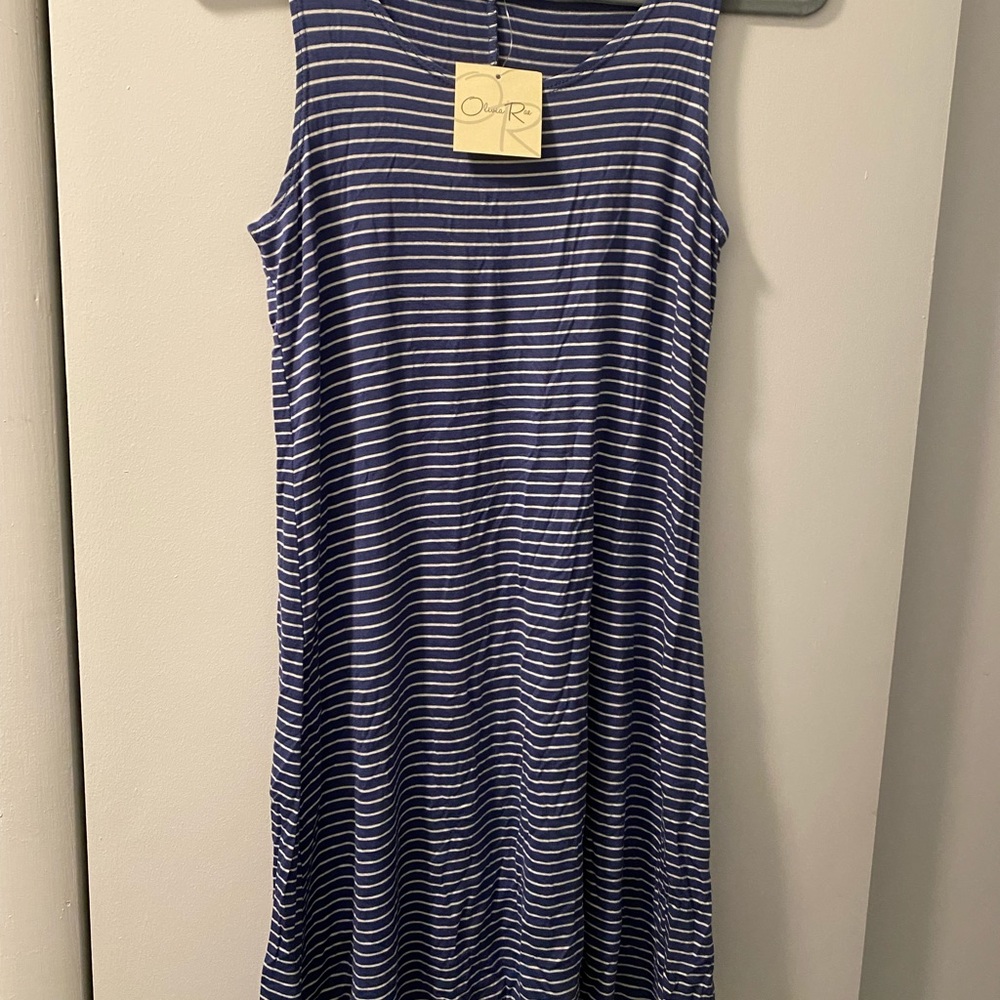 White a d blue dress